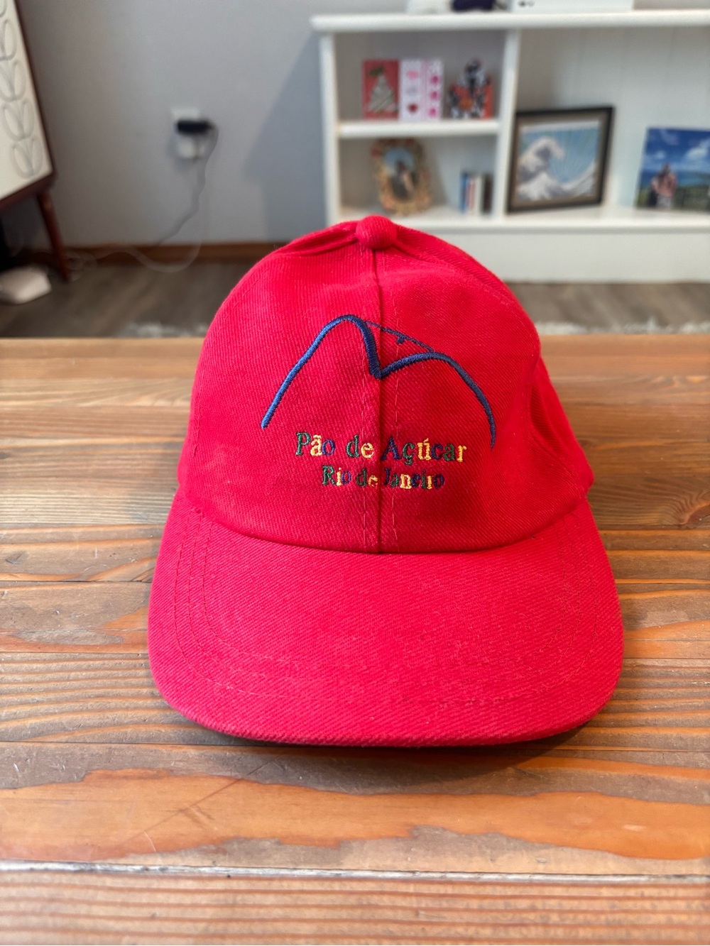 Vintage Pão de Açúcar Rio de Janeiro Brazil Souvenir Red Embroidered Hat Cap